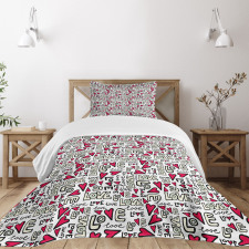 Graffiti Words Romantic Bedspread Set