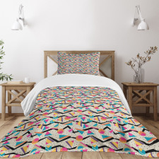 80s Memphis Geometrical Bedspread Set