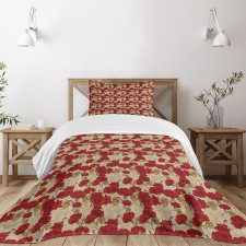 Romantic Red Roses Bedspread Set