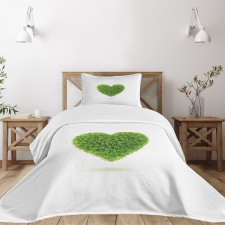 Heart with Fresh Leaves Bedspread Set