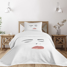 Sleeping Woman Face Bedspread Set