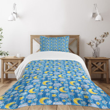 Abstract Moon and Clouds Bedspread Set