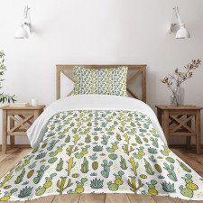 Tropical Foliage Motif Bedspread Set