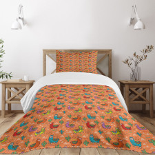 Colorful Alpacas Flower Bedspread Set