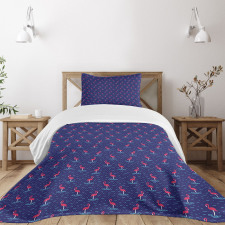 Wavy Lake Birds Bedspread Set