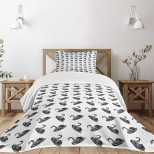 Aquarelle Black Birds Bedspread Set
