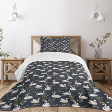 Lilies Cattails Waterfowls Bedspread Set