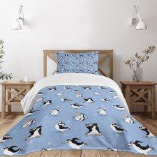 Skating Penguins Bedspread Set