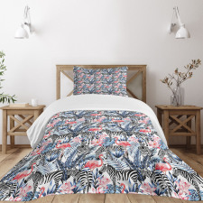 Flamingo with Zebra Bedspread Set