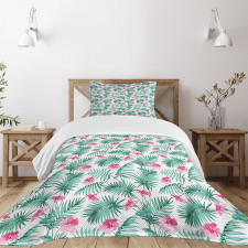 Tropic Ferns Flowers Bedspread Set