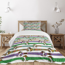 Dachshunds in Clothes Bedspread Set