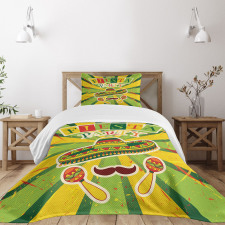 Maracas and Mustache Bedspread Set