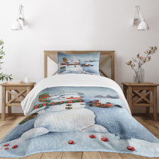 Watercolor Xmas Winter Bedspread Set