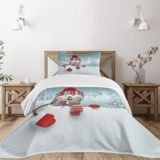 Smiling 3D Mascot Trees Bedspread Set