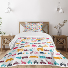 Colorful Trucks Bedspread Set