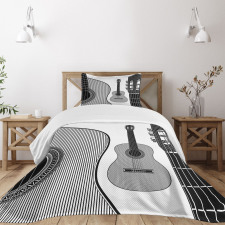 Folk Country Music Theme Bedspread Set