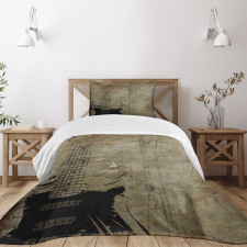 Faded Instrument Design Bedspread Set