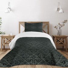 Black Damask Floral Bedspread Set