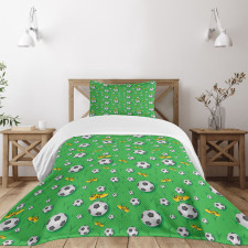 Shoes Balls on Grass Bedspread Set