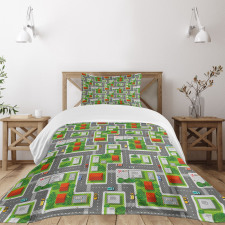 Birds Eye View Map Design Bedspread Set