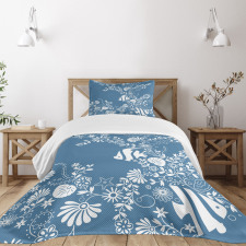 Flowers and Fishes Bedspread Set