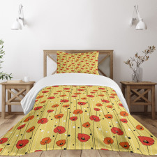 Lines with Dots Floral Bedspread Set