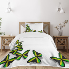 Butterflies with Flag Bedspread Set