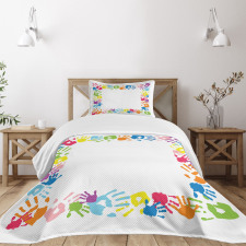 Colorful Handprints Bedspread Set