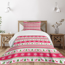 Needlework Style Xmas Bedspread Set