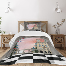 Medieval Castle Balcony Bedspread Set