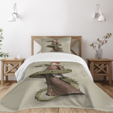 Geisha with Huge Dragon Bedspread Set