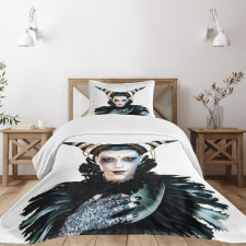 Gothic Lady Hair Horns Bedspread Set