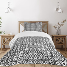 Monochrome Tile Design Bedspread Set