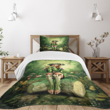 Elf Girl with Wreath Tree Bedspread Set