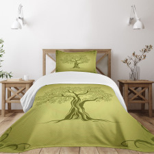 Olive Tree Pattern Bedspread Set