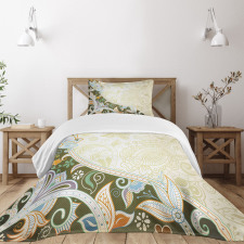 Abstract Flora Leaf Bedspread Set