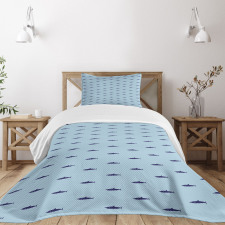 Ocean Life in Blue Shades Bedspread Set