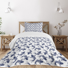Japanese Carp Sketch Bedspread Set