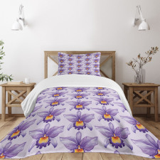 Tropical Orchid Flowers Bedspread Set