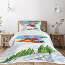 Jump on Snowboard Pines Bedspread Set