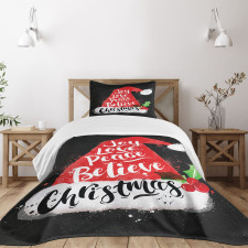 Xmas Hat with Lettering Bedspread Set