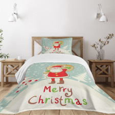 Merry Xmas Snowy Forest Bedspread Set