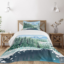 Winter Season Trees Bedspread Set