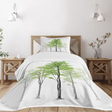 Hand Drawn Nature Motif Bedspread Set