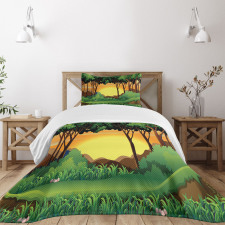 Cartoon Sunset Hills Bedspread Set