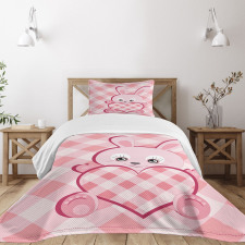 Diamond Shape Bunny Heart Bedspread Set