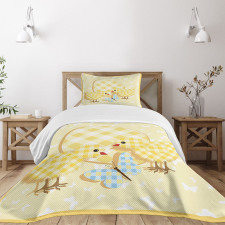 Plaid Patterned Animals Bedspread Set