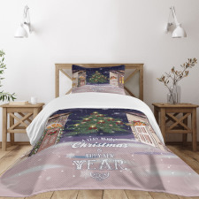 Snowy Streets Carol Bedspread Set