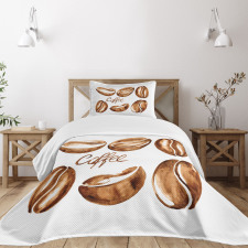 Watercolor Effect Beans Bedspread Set