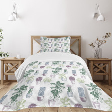 Native Mexican Plants Bedspread Set